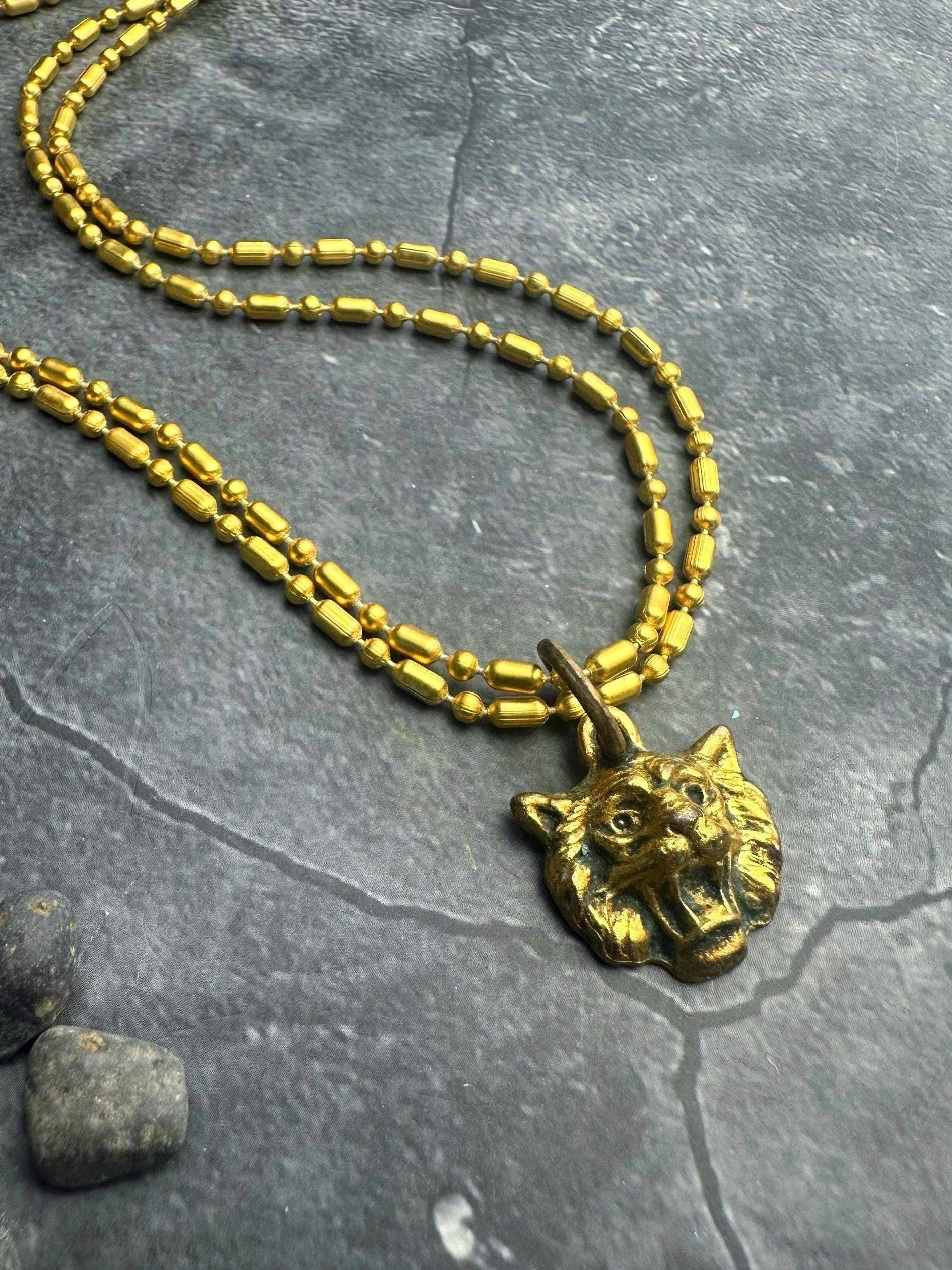 Wildcat Cougar Double Chain Necklace - 10k Gold Plated