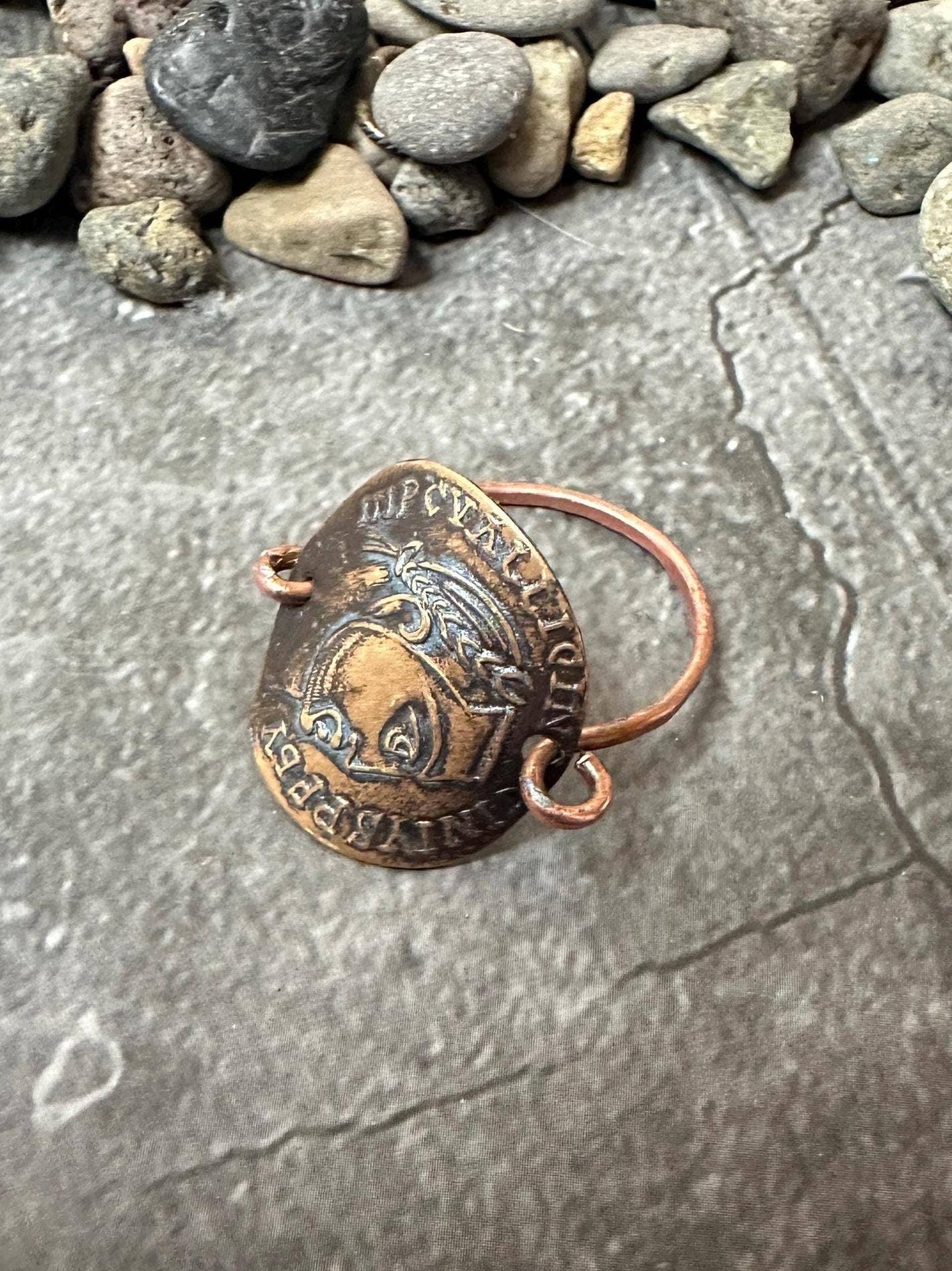 Roman Coin Ring - Copper Brass Band