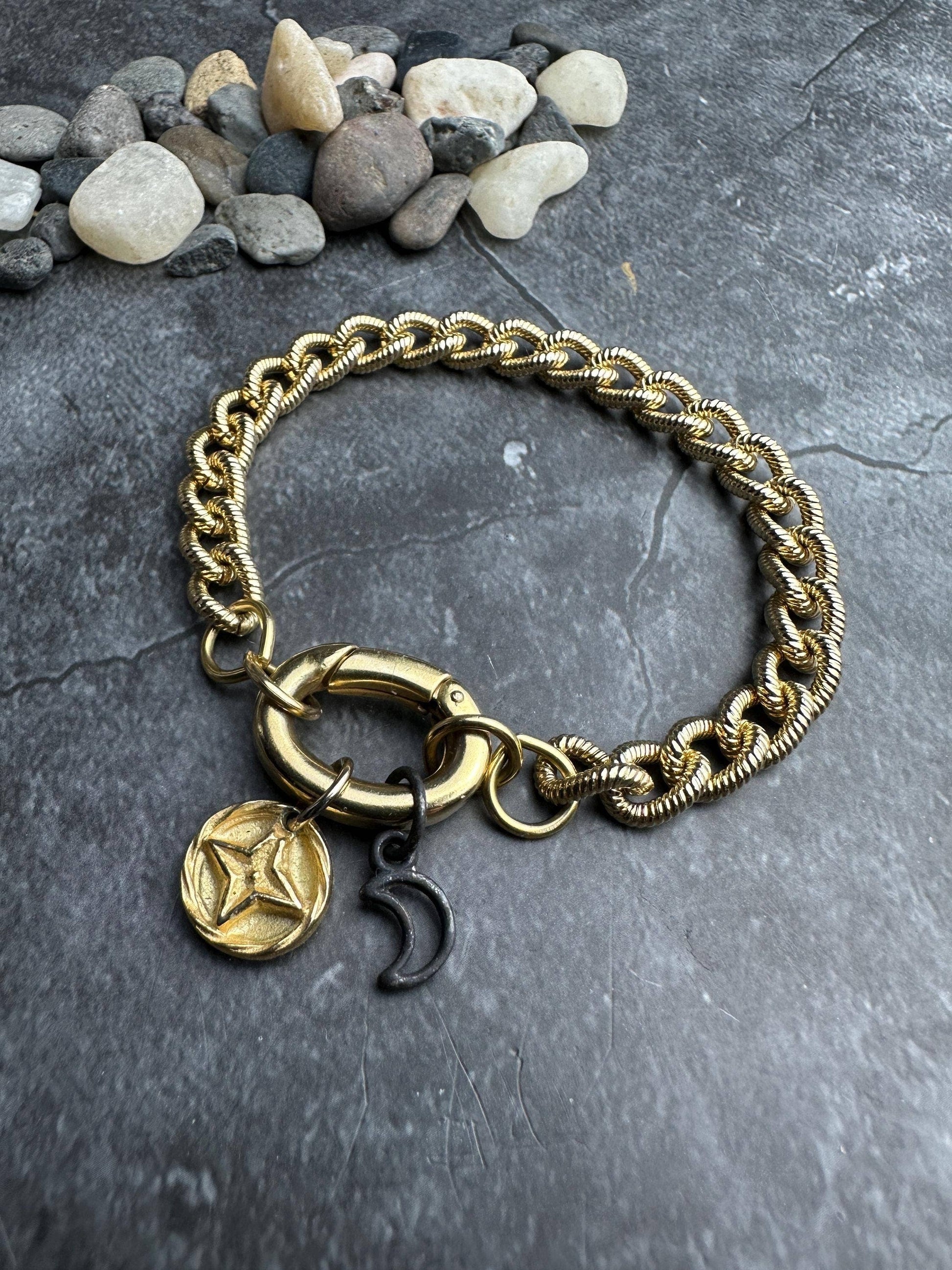 Star and Moon Charm Keeper Bracelet