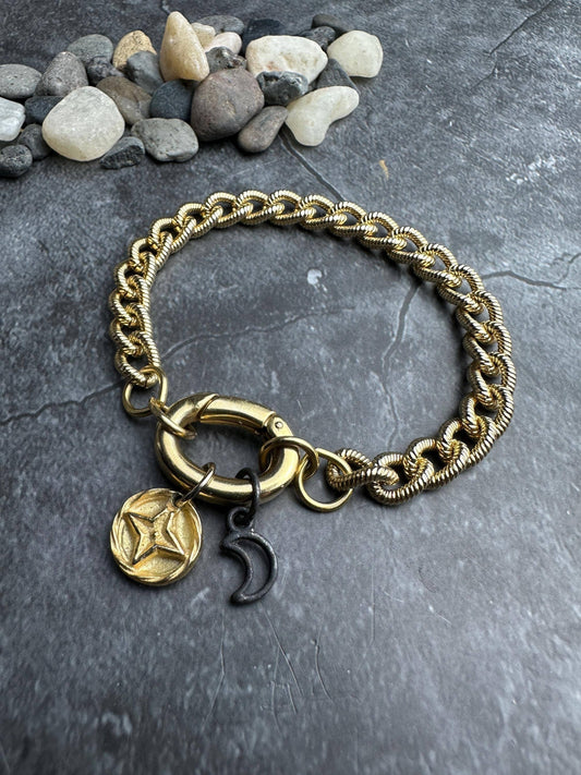 Star and Moon Charm Keeper Bracelet