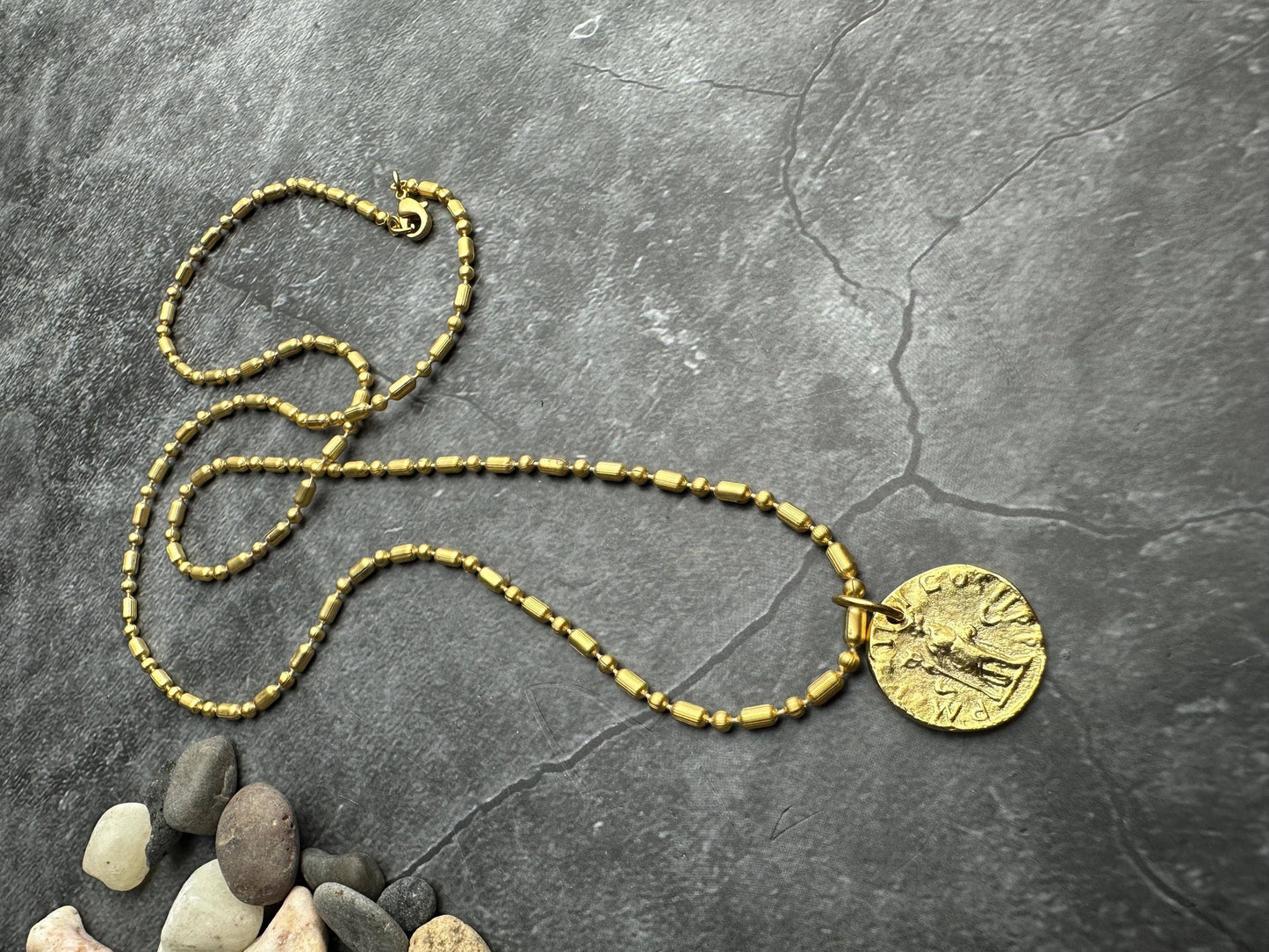 Minimal Mediterranean Coin Necklace