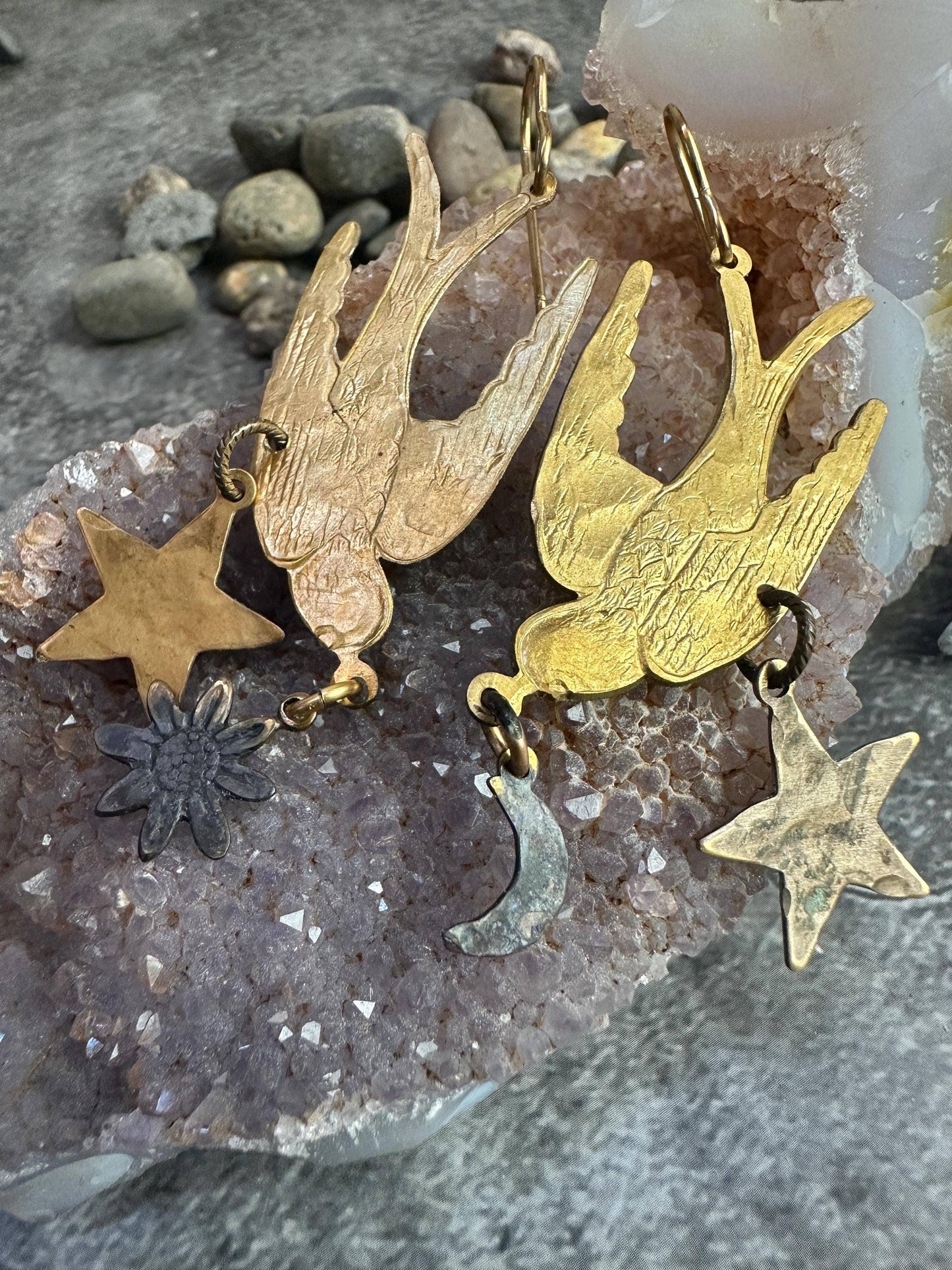 Brass Sparrow Earrings