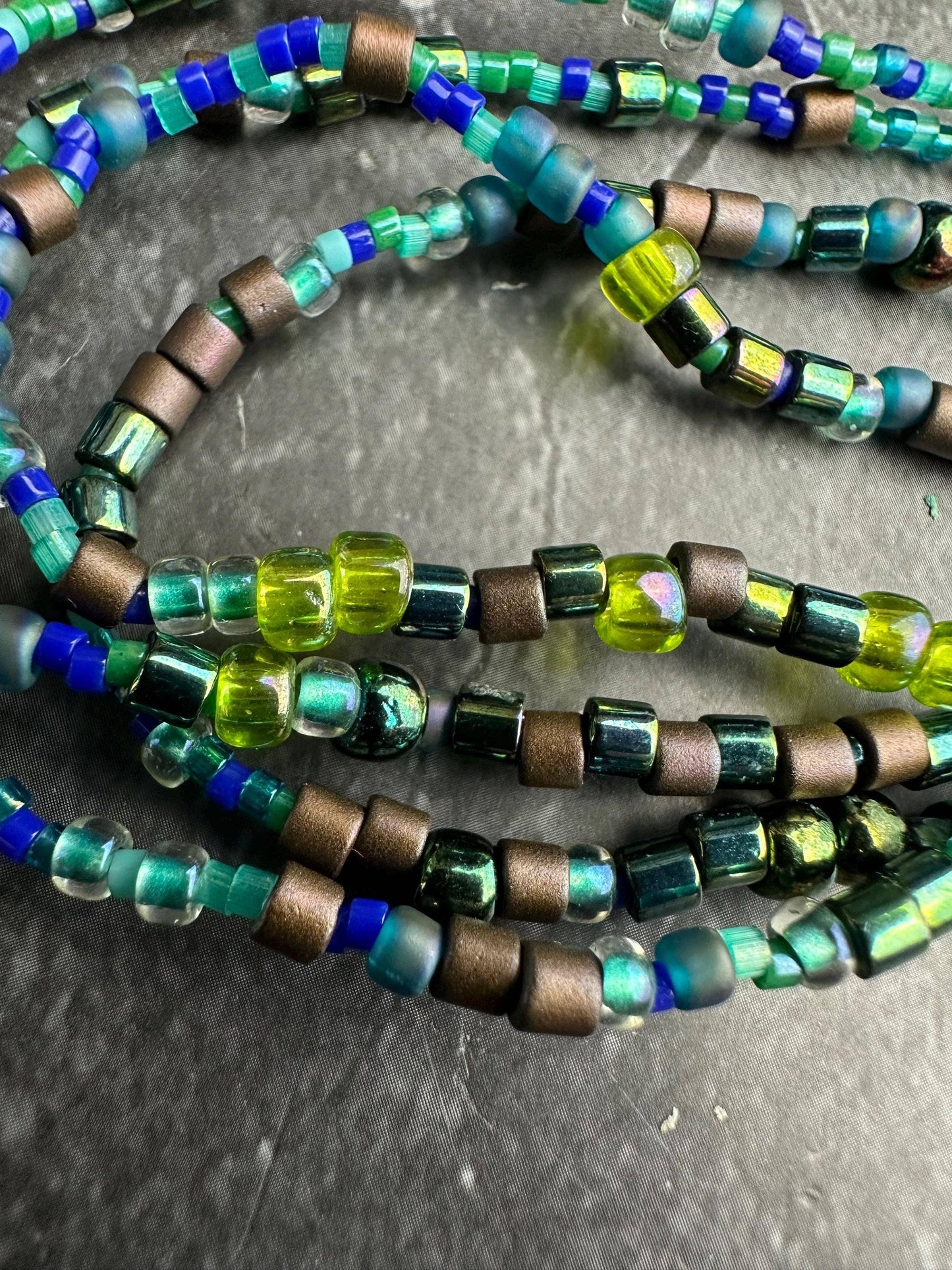 Seed Bead Necklace - Blue Green Layering Necklace