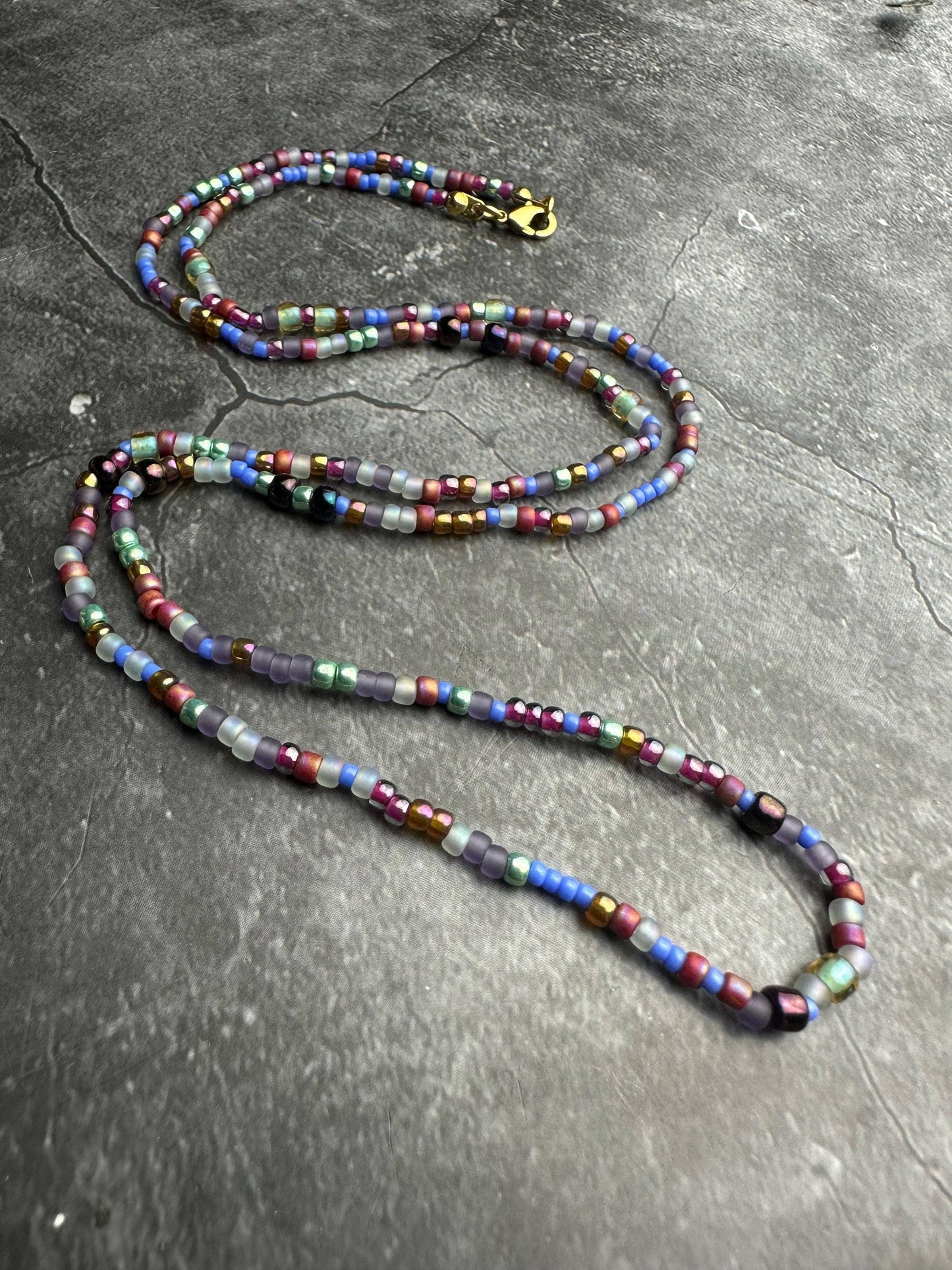 Seed Bead Necklace - Colorful Layering Necklace