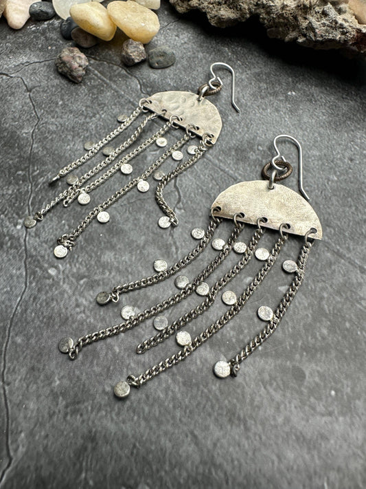 Handcrafted Hammered Artisan Silver Earrings
