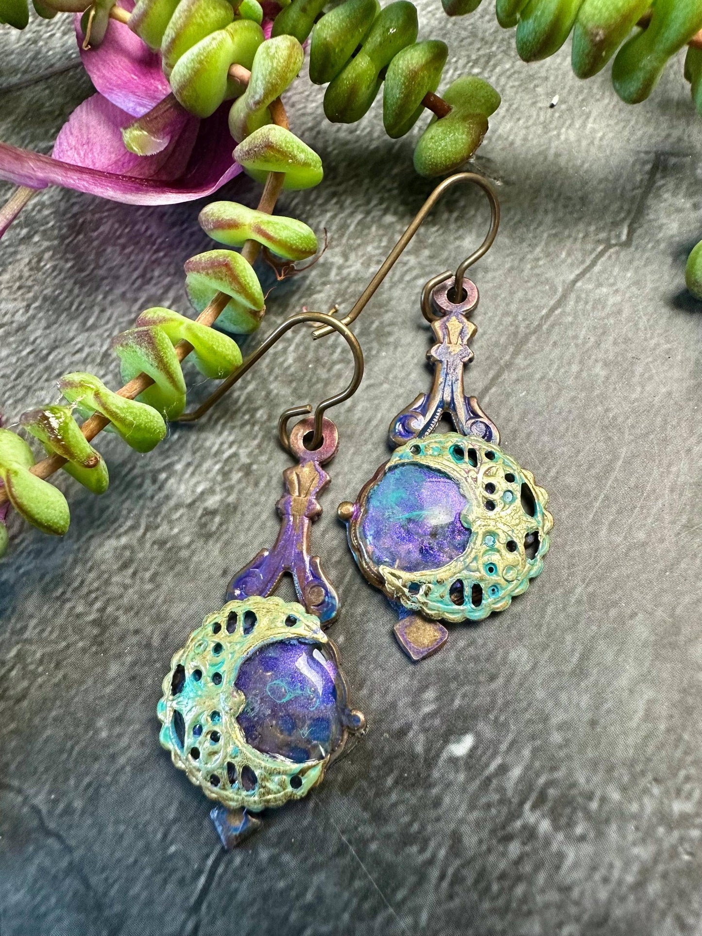 Gleaming Moon Filigree Drop Earrings