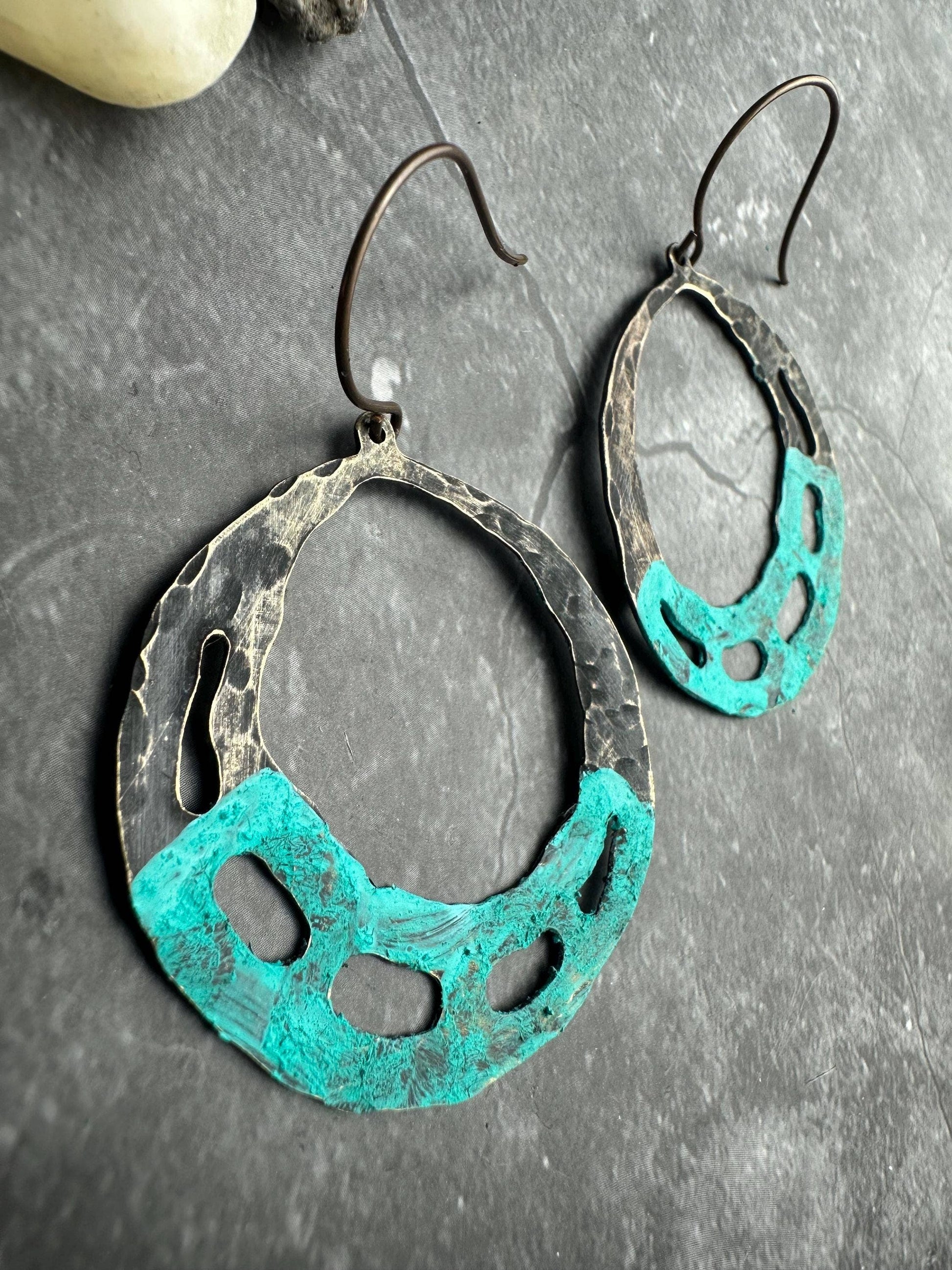 Distressed Brass Ox Hoop Earrings
