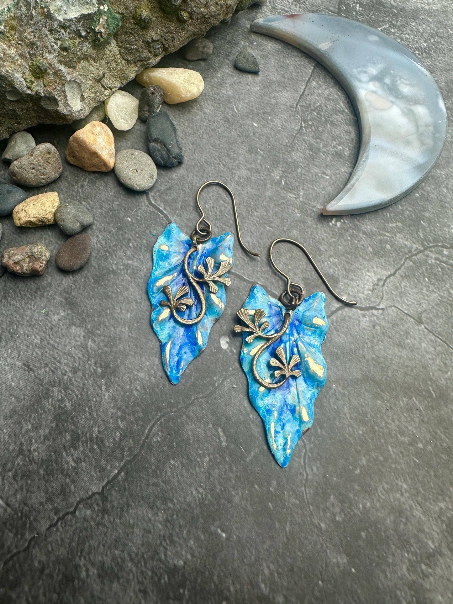 Fairy Leaf Earrings - Art Nouveau Style