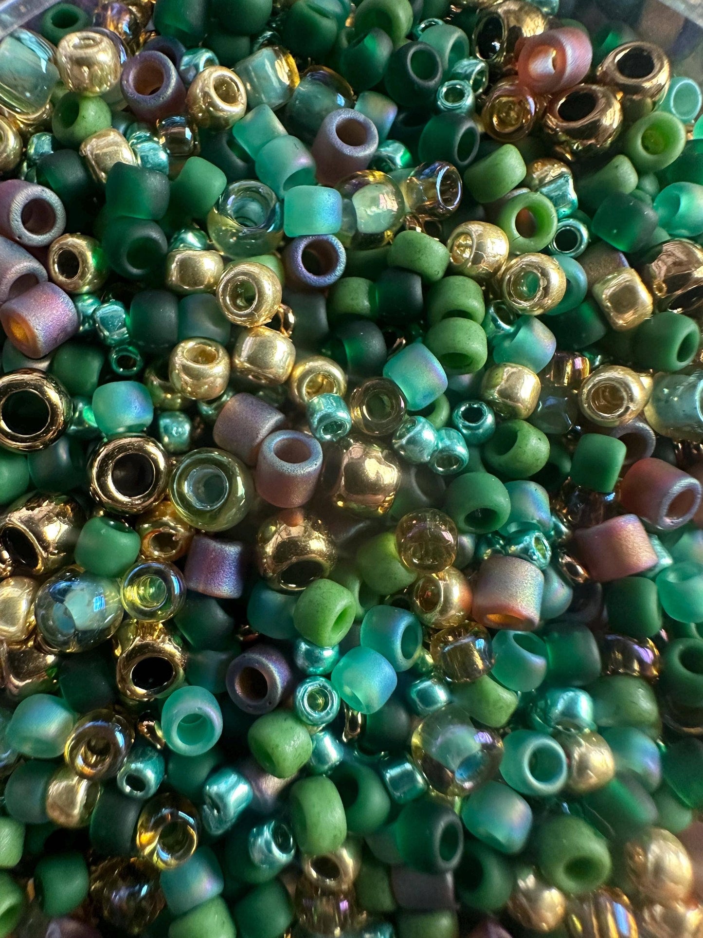 Seed Bead Necklace - Green Brown Layering Necklace