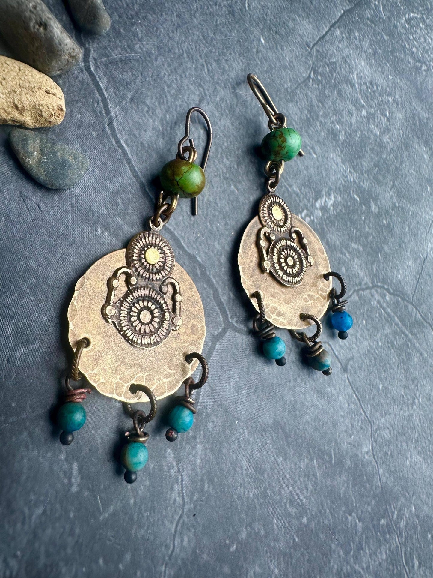 Etruscan Brass Chandelier Earrings