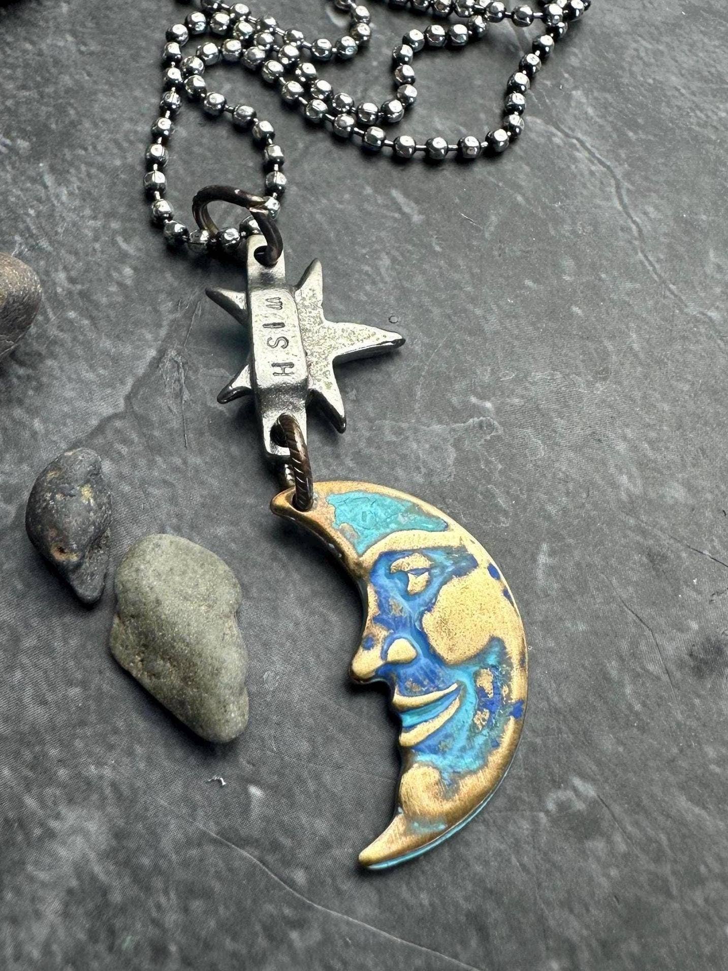Wish Moon Necklace - Hand Patina Finish