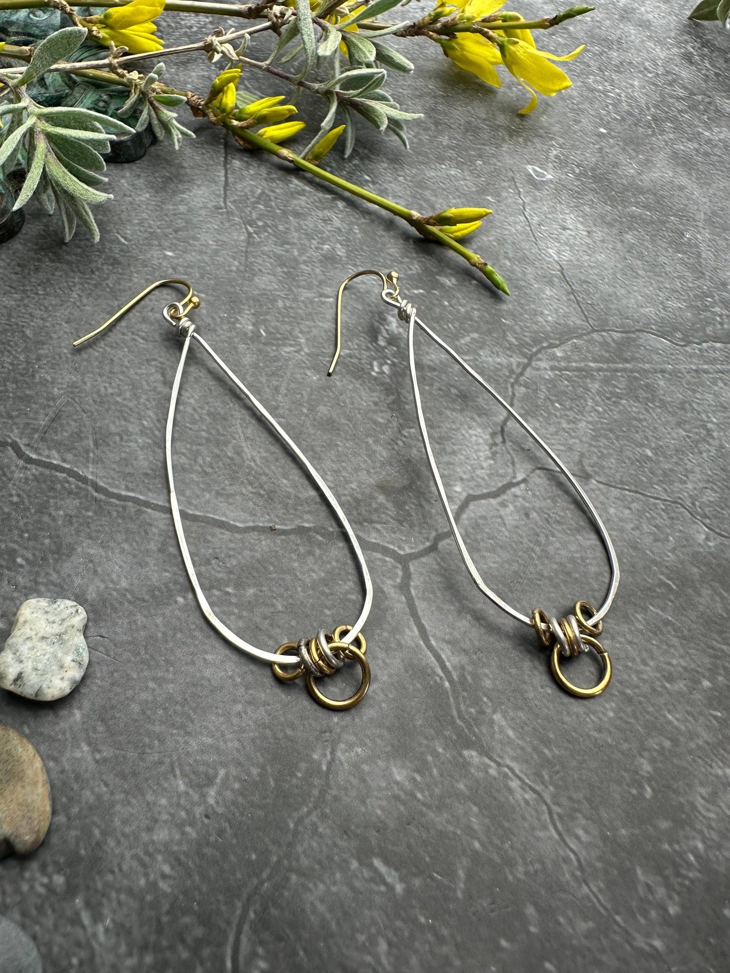 Mixed Metal Teardrop Earrings