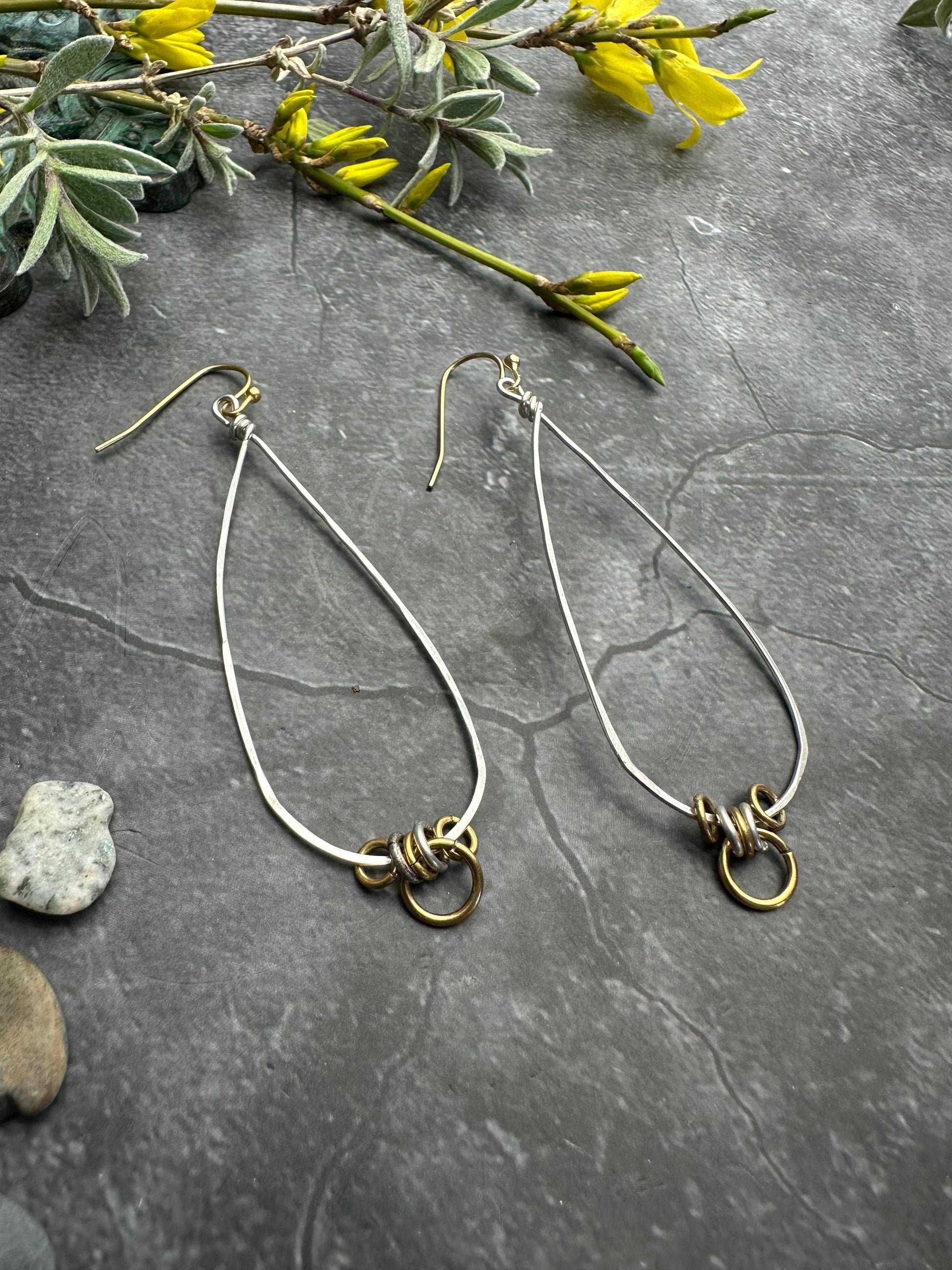 Mixed Metal Teardrop Earrings