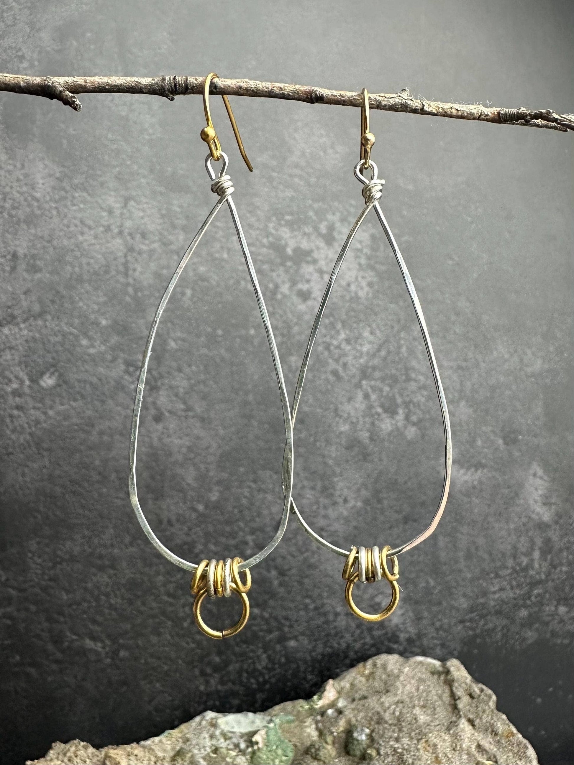 Mixed Metal Teardrop Earrings