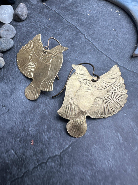 Sunset Raven - Handmade Beaten Solid Brass