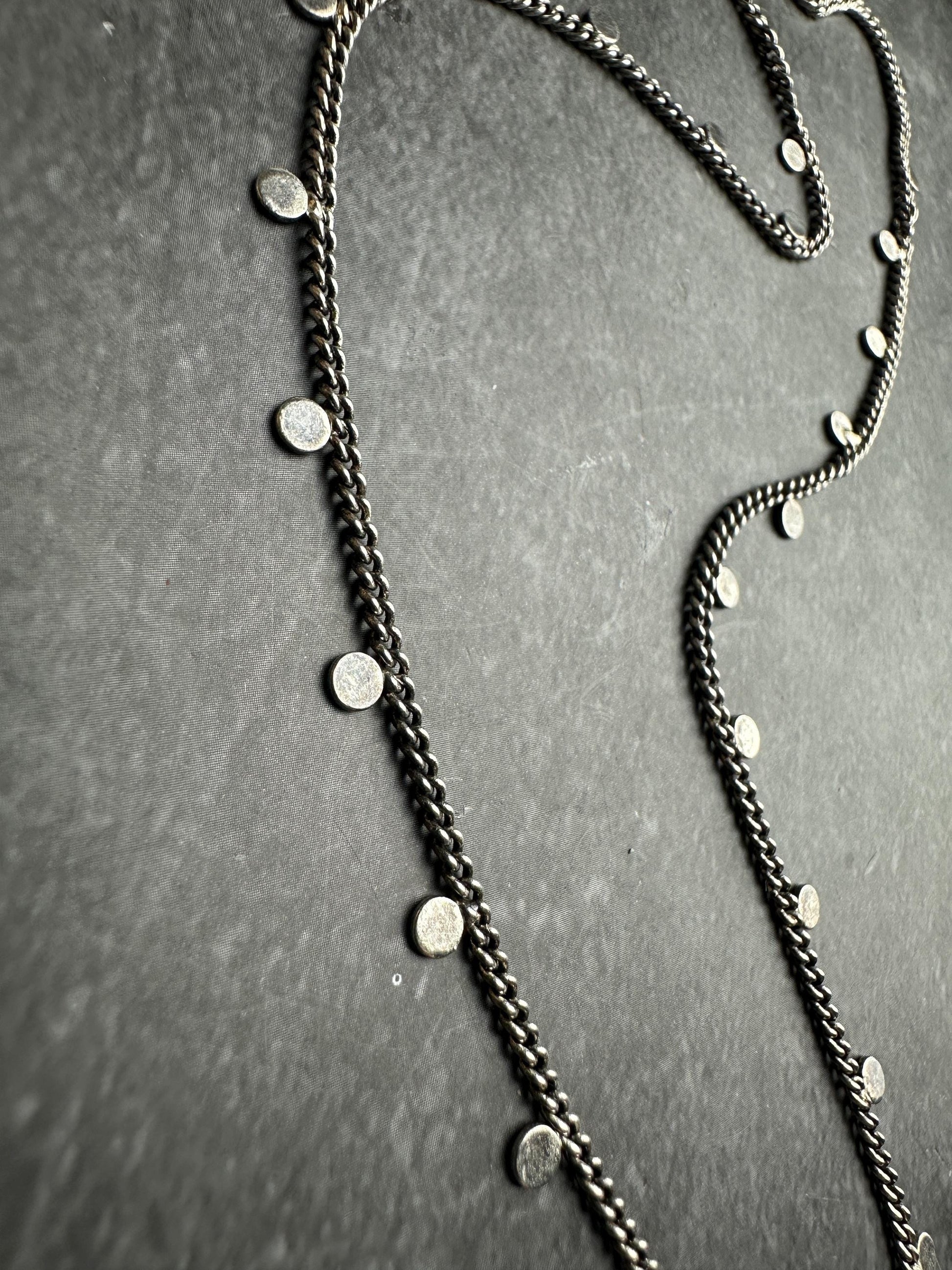 Coin Chain Choker Necklace - Handmade Sterling Silver Plated - Bohemian Gypsy
