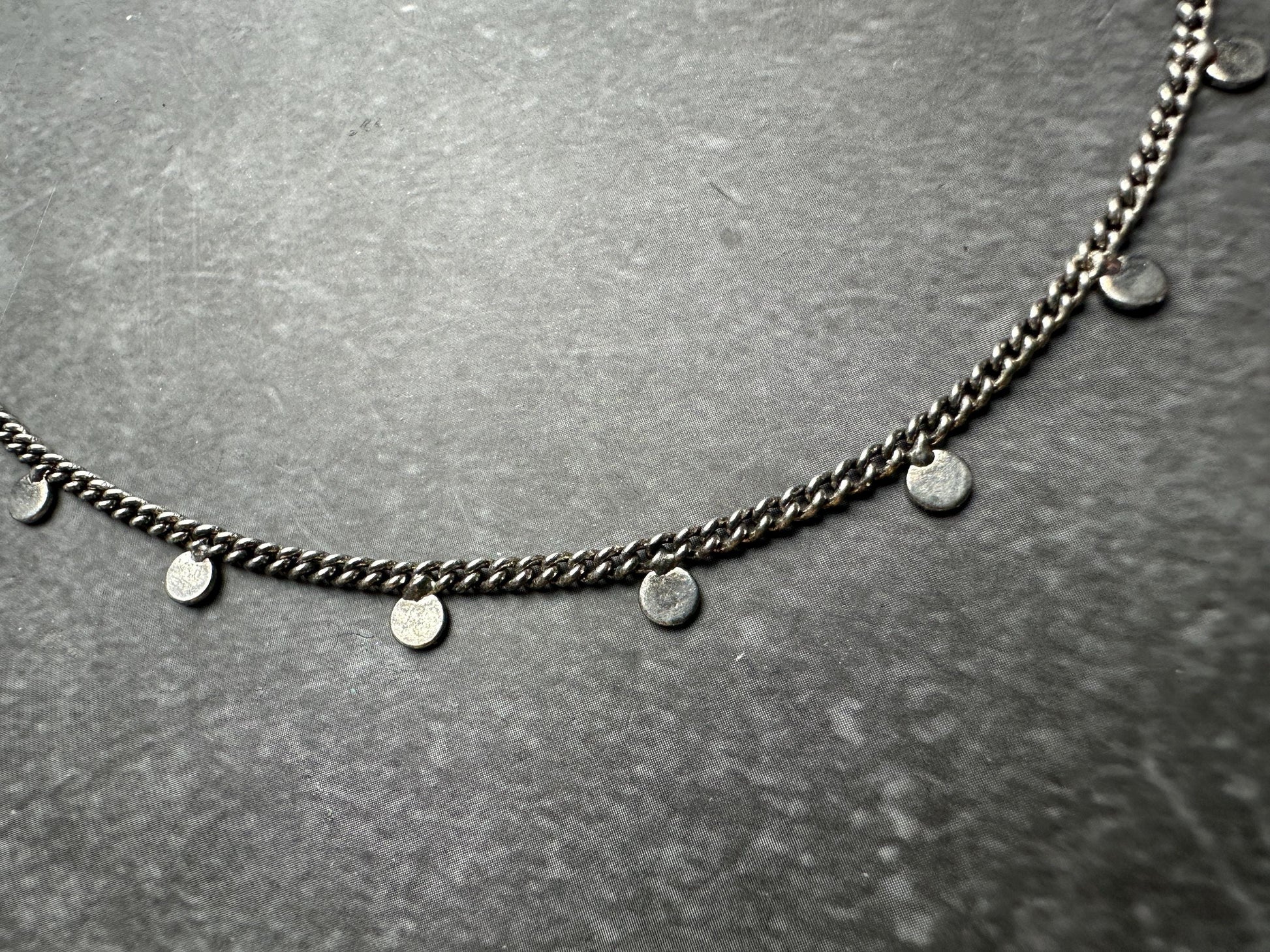 Coin Chain Choker Necklace - Handmade Sterling Silver Plated - Bohemian Gypsy