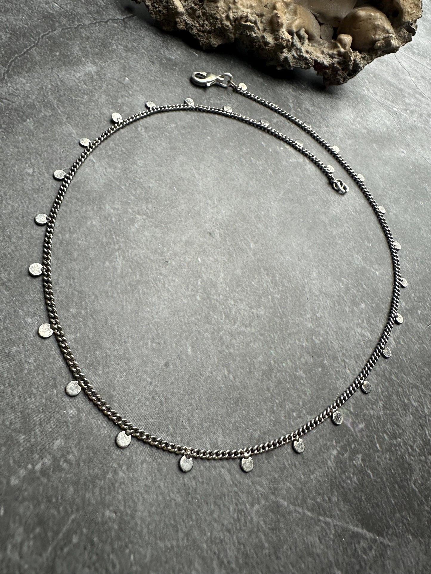 Coin Chain Choker Necklace - Handmade Sterling Silver Plated - Bohemian Gypsy