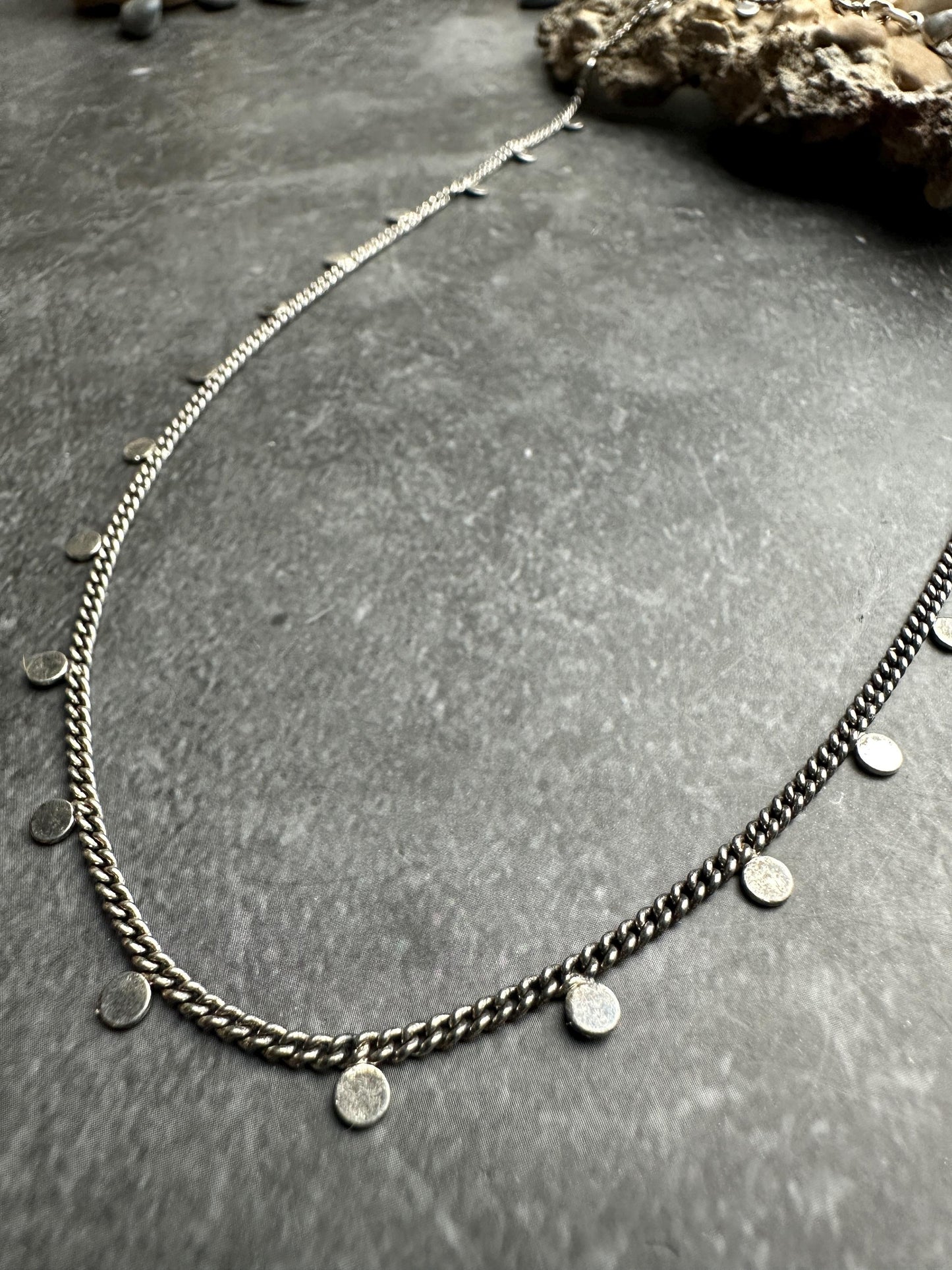 Coin Chain Choker Necklace - Handmade Sterling Silver Plated - Bohemian Gypsy