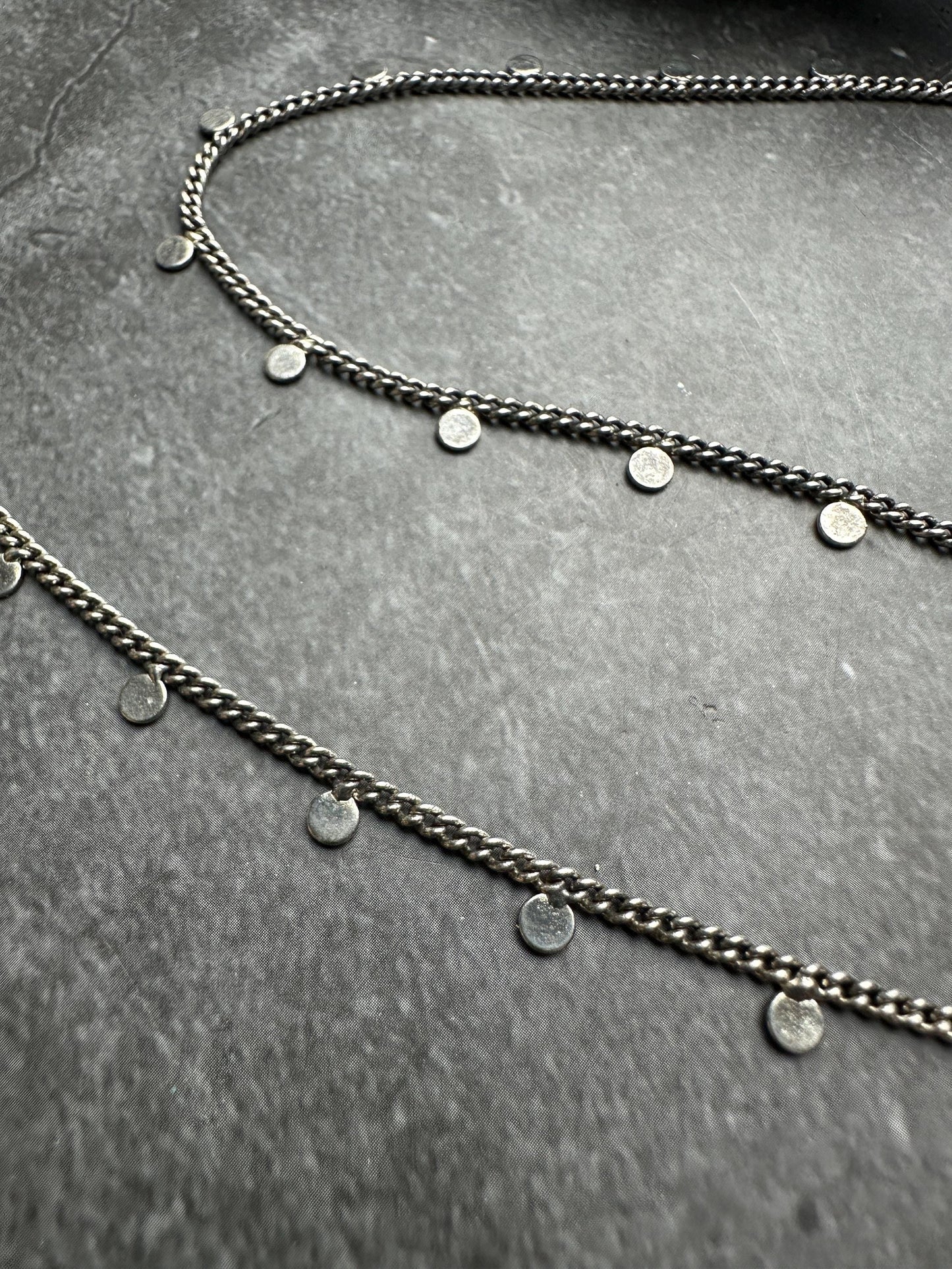 Coin Chain Choker Necklace - Handmade Sterling Silver Plated - Bohemian Gypsy